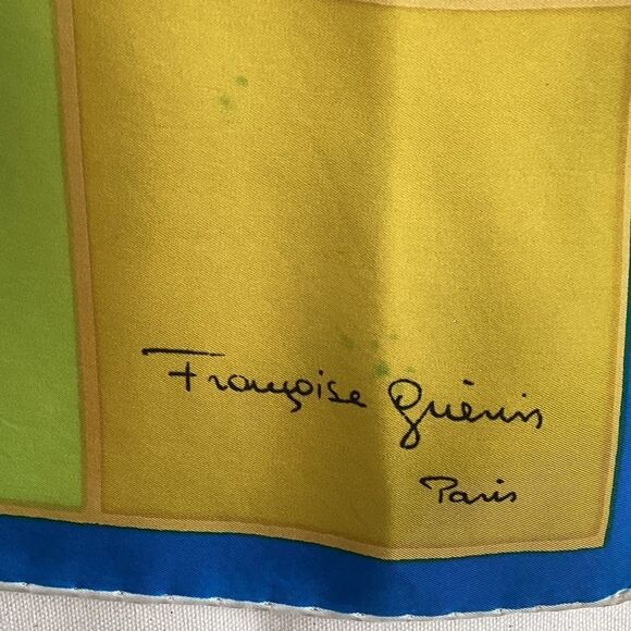 Vintage Francoise Guerin colour block scarf. SC0148 - Picture 4 of 9